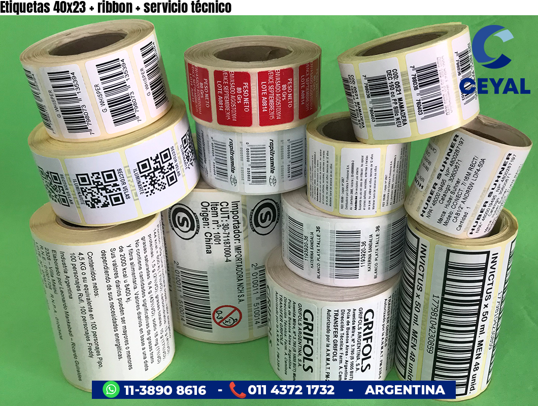 Etiquetas 40x23 ribbon servicio técnico
