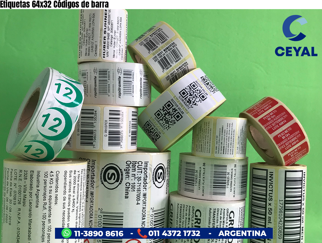 Etiquetas 64x32 Códigos de barra