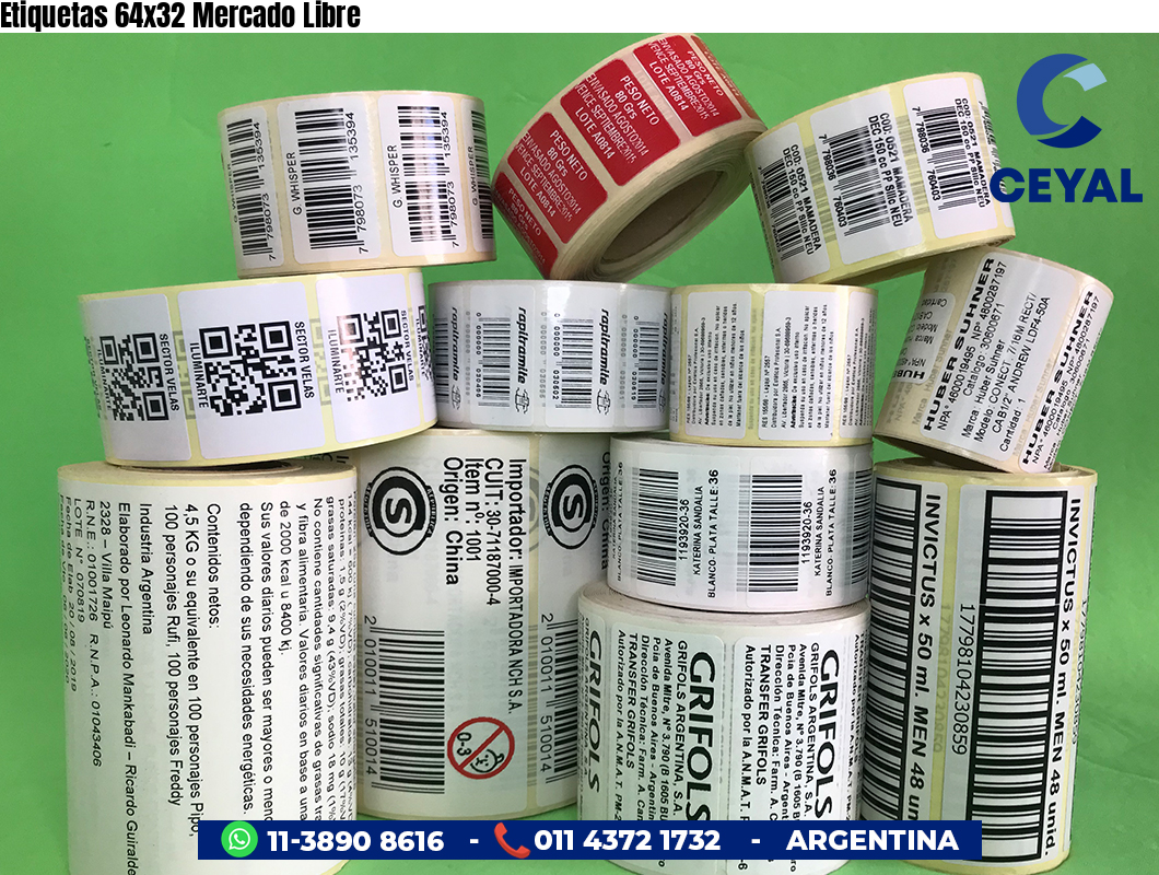 Etiquetas 64x32 Mercado Libre