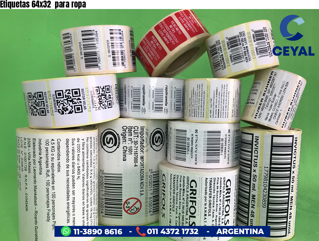 Etiquetas 64x32  para ropa