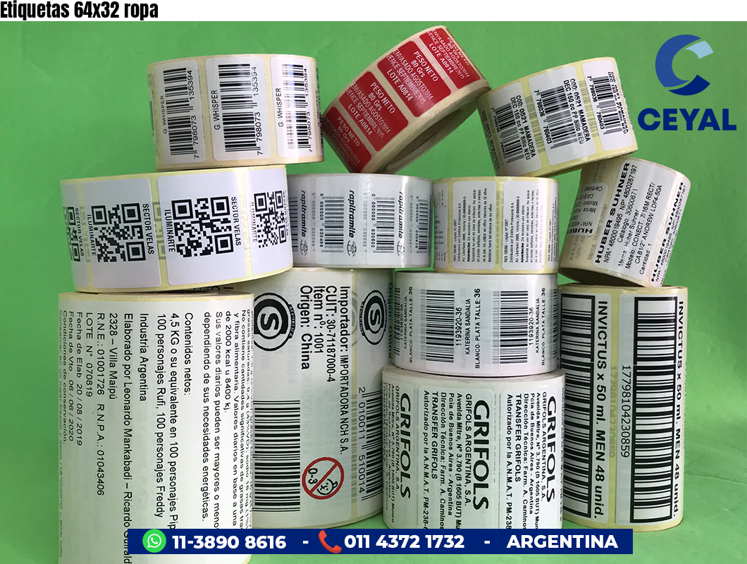 Etiquetas 64x32 ropa