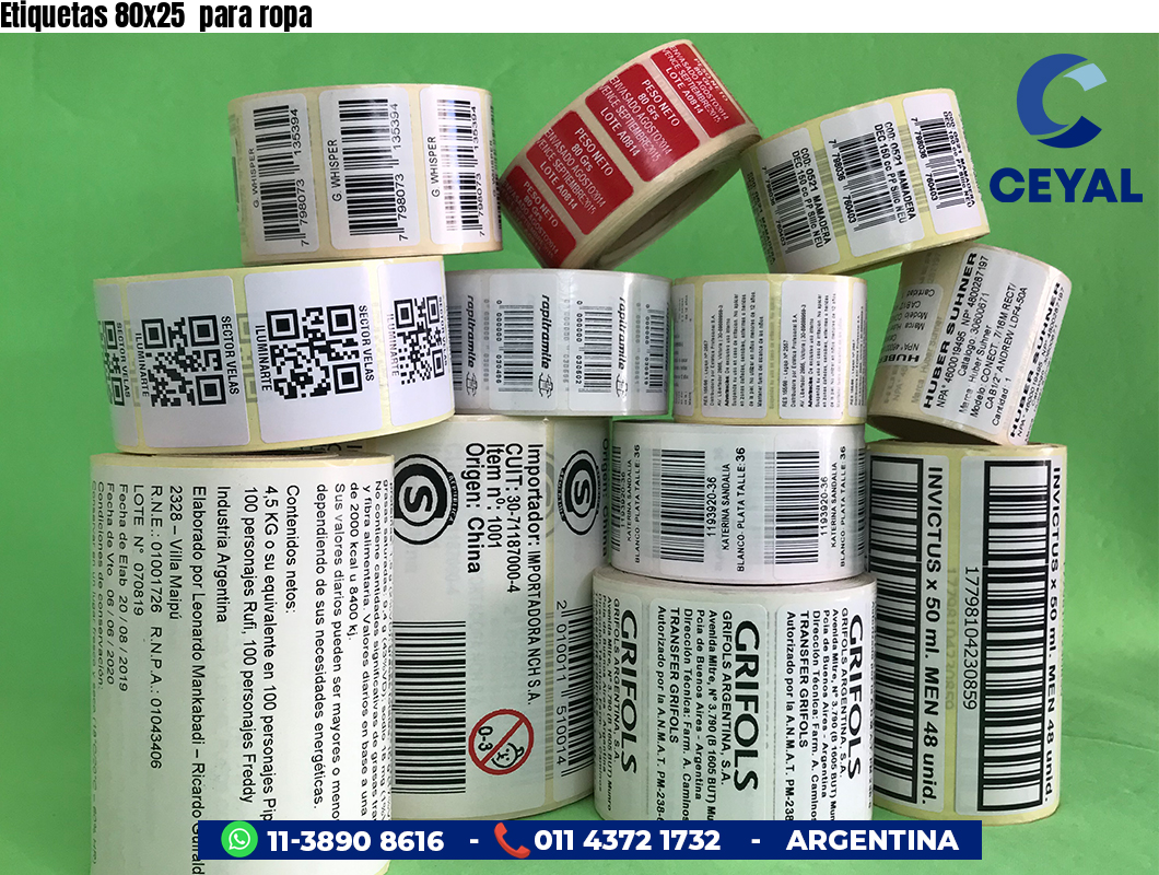 Etiquetas 80x25  para ropa