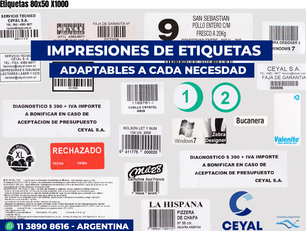Etiquetas 80x50 X1000