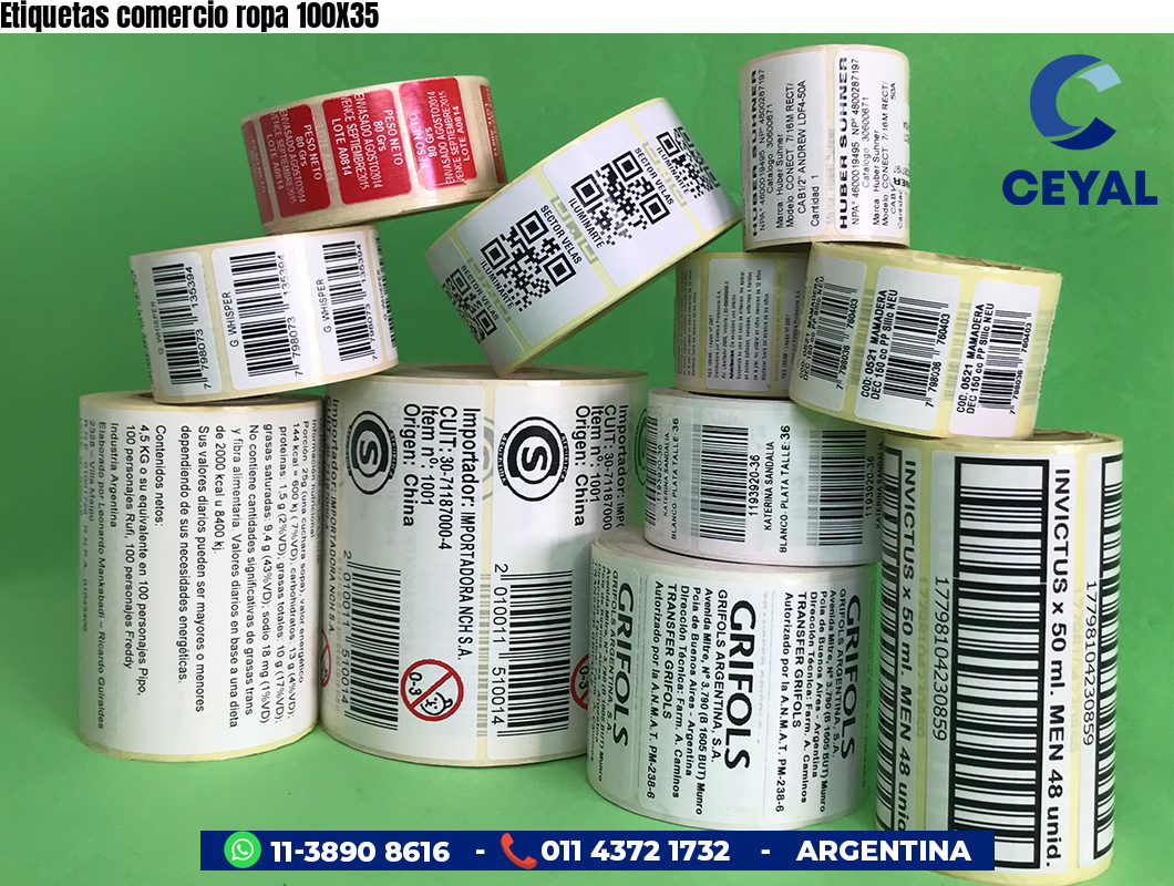 Etiquetas comercio ropa 100X35