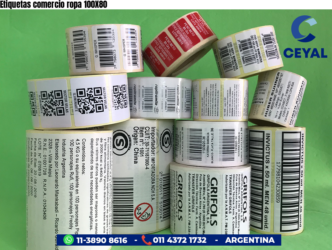 Etiquetas comercio ropa 100X80