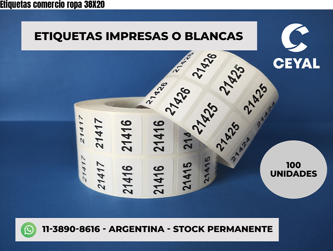 Etiquetas comercio ropa 38X20