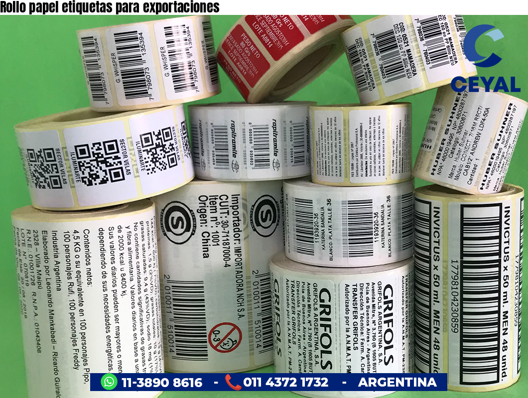 Rollo papel etiquetas para exportaciones