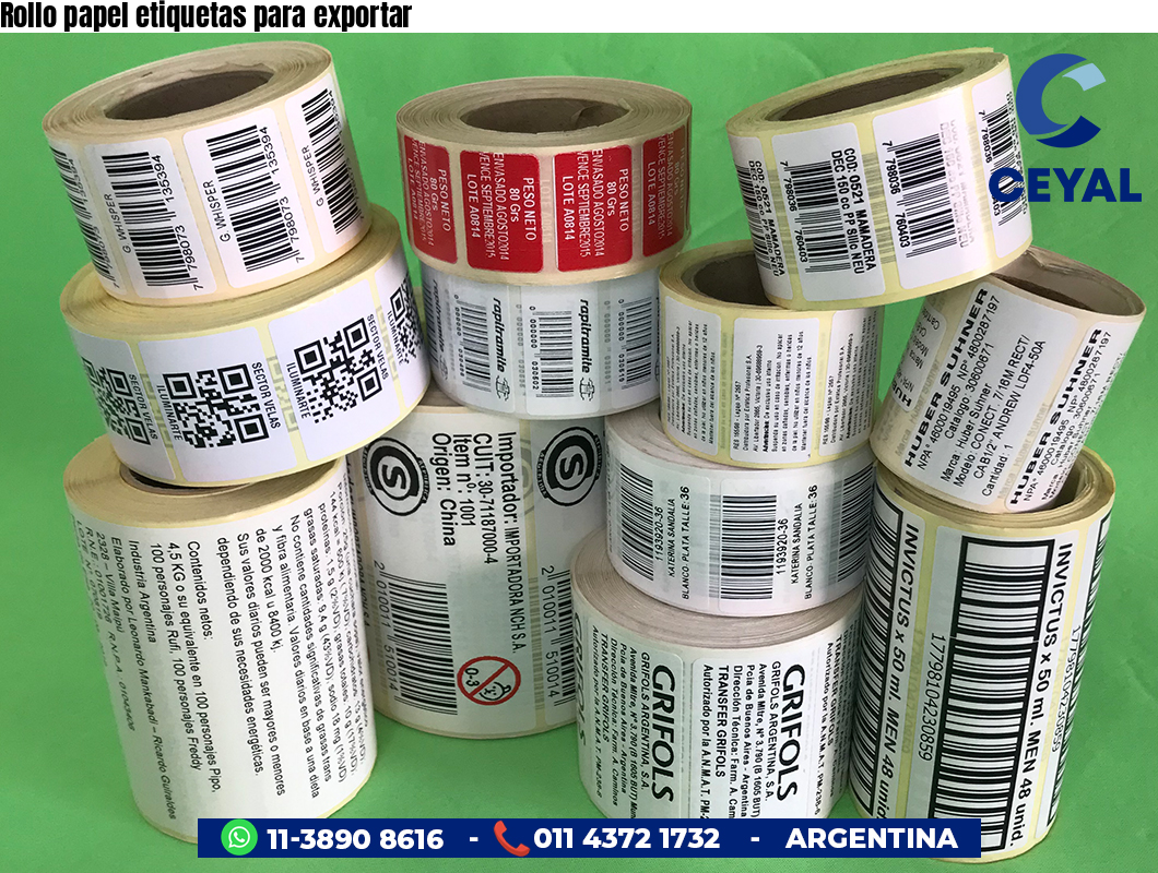 Rollo papel etiquetas para exportar