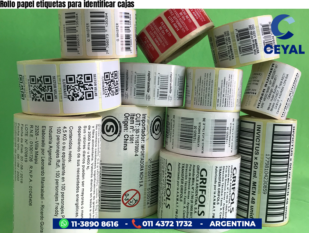 Rollo papel etiquetas para identificar cajas