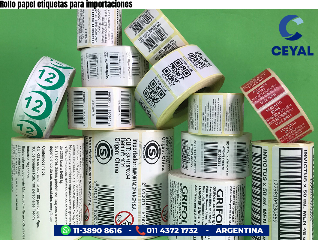 Rollo papel etiquetas para importaciones