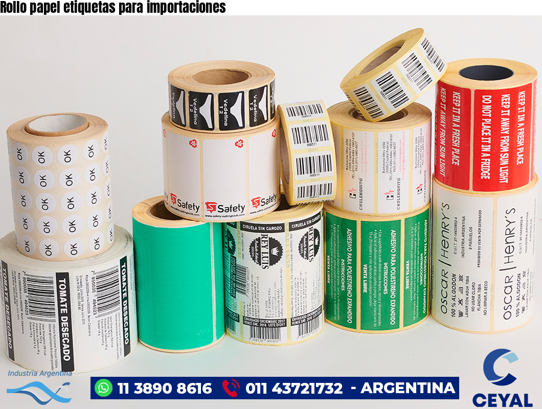 Rollo papel etiquetas para importaciones