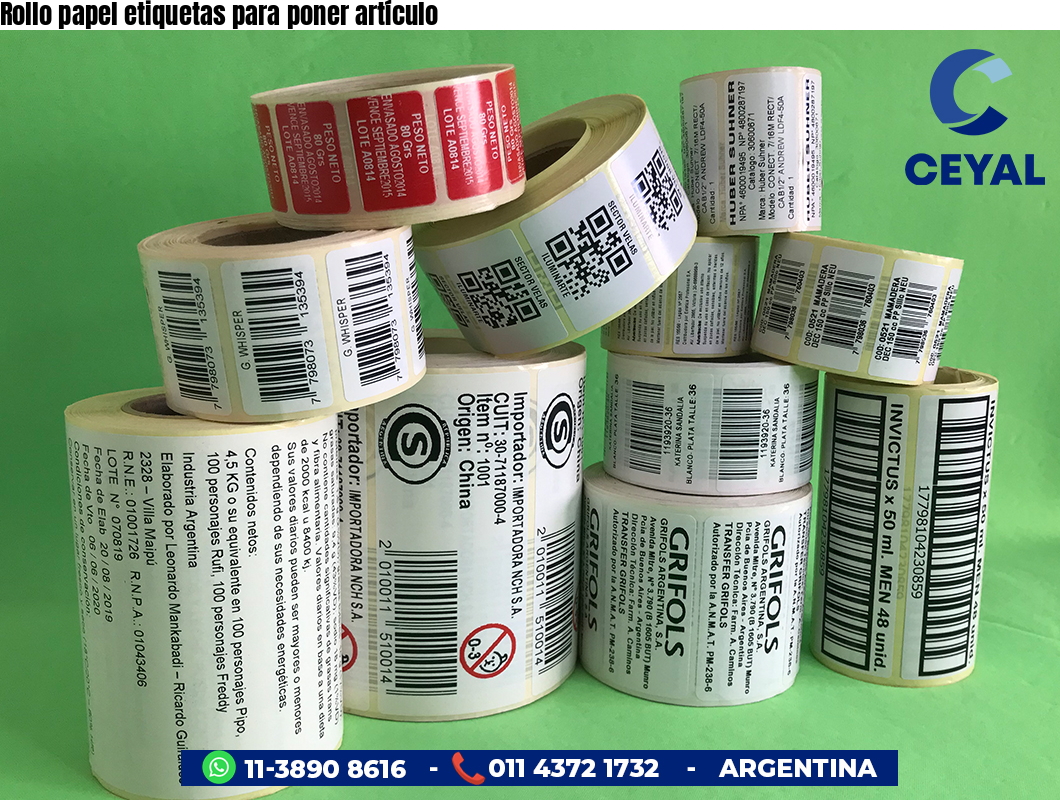 Rollo papel etiquetas para poner artículo