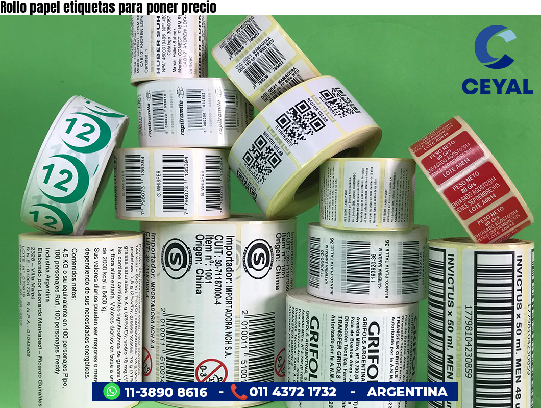 Rollo papel etiquetas para poner precio