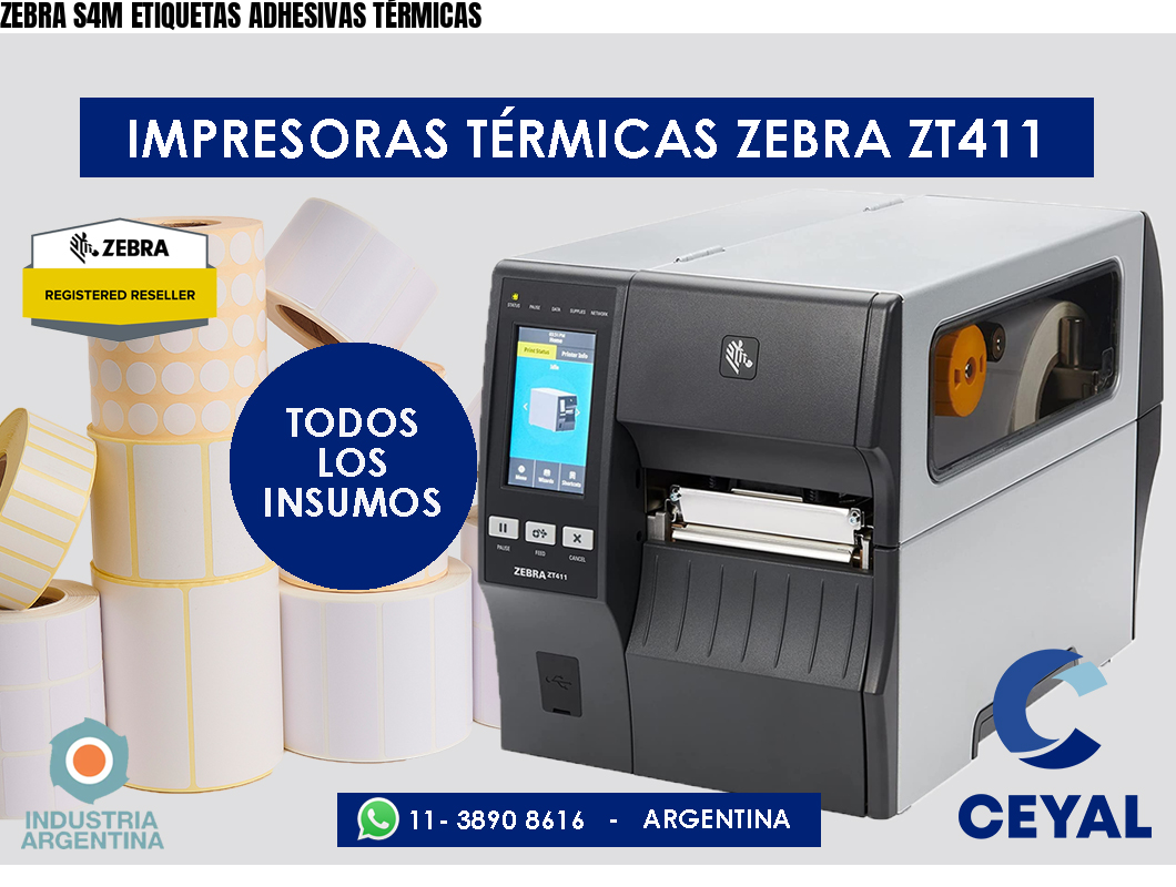ZEBRA S4M ETIQUETAS ADHESIVAS TÉRMICAS