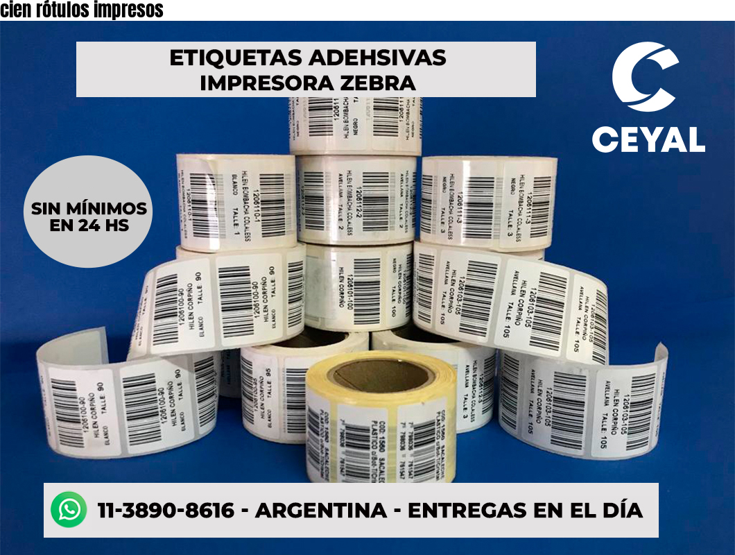 cien rótulos impresos