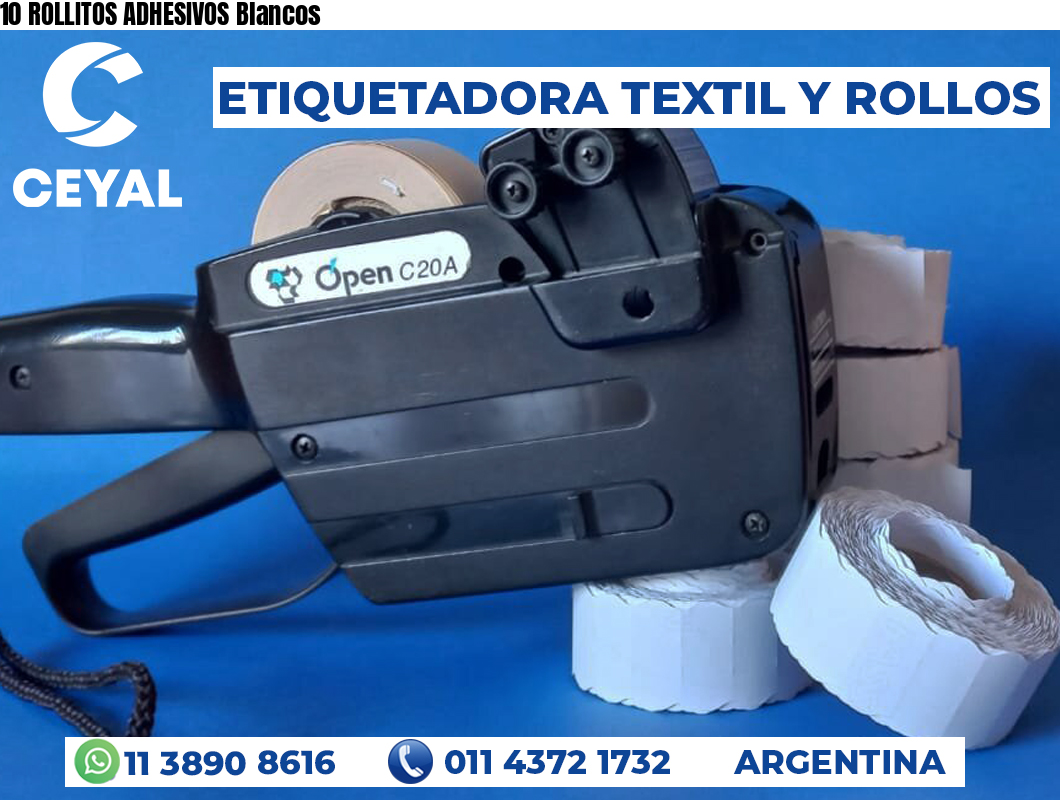 10 ROLLITOS ADHESIVOS Blancos