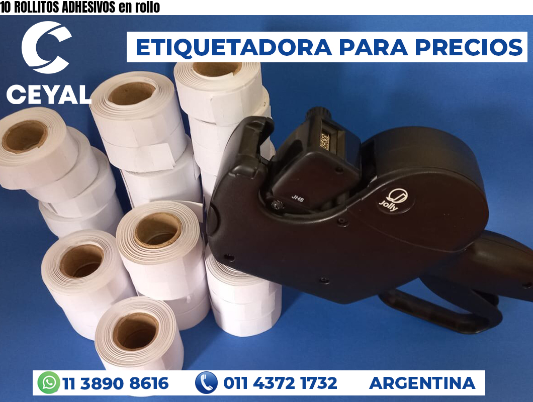 10 ROLLITOS ADHESIVOS en rollo