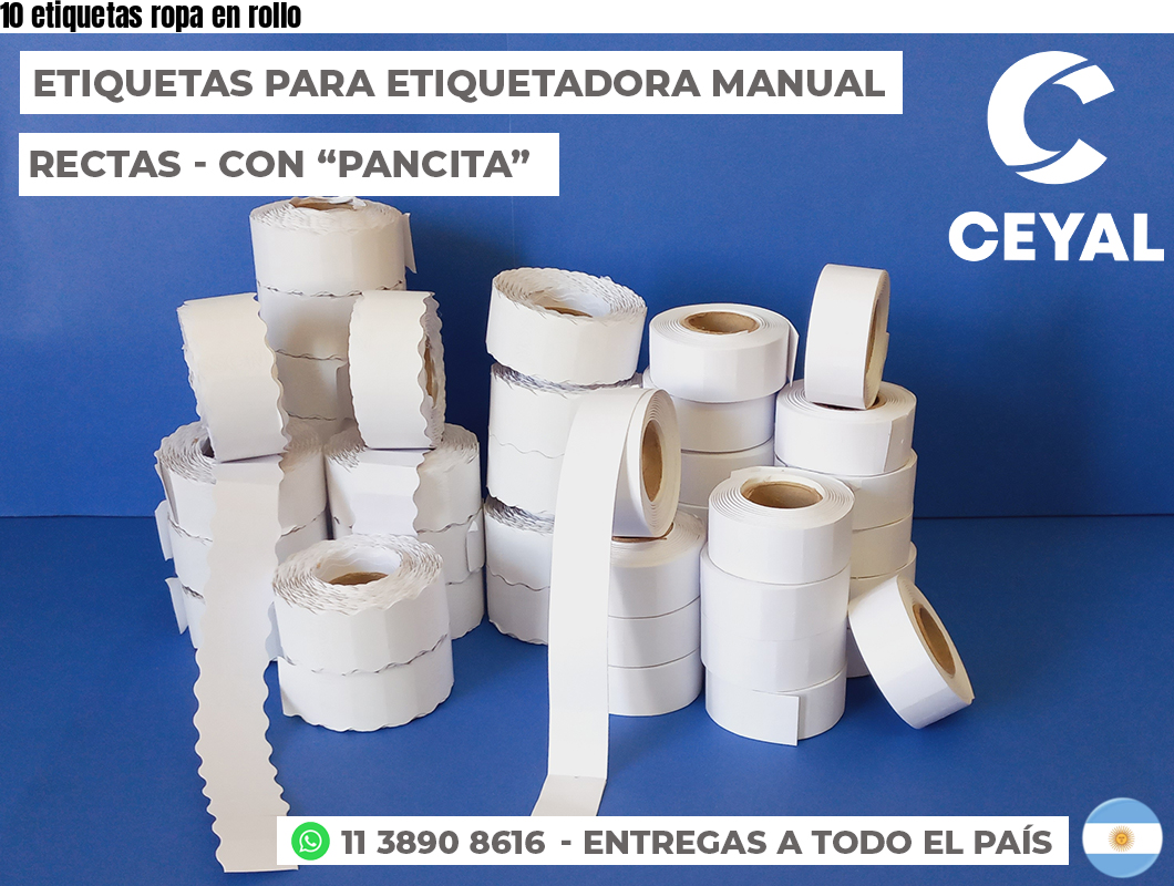 10 etiquetas ropa en rollo