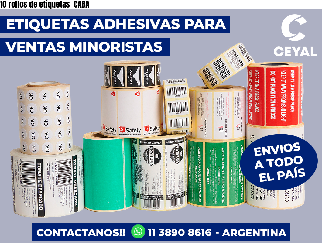 10 rollos de etiquetas  CABA