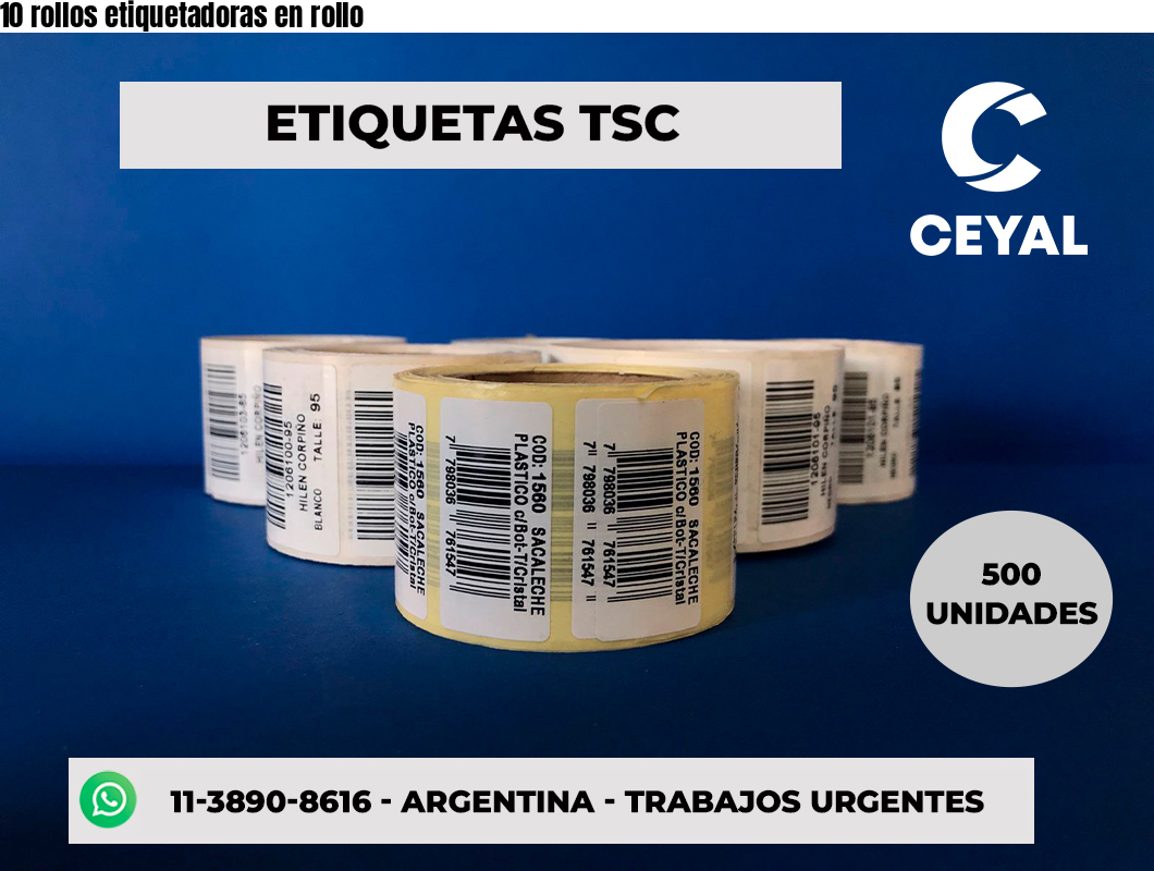 10 rollos etiquetadoras en rollo