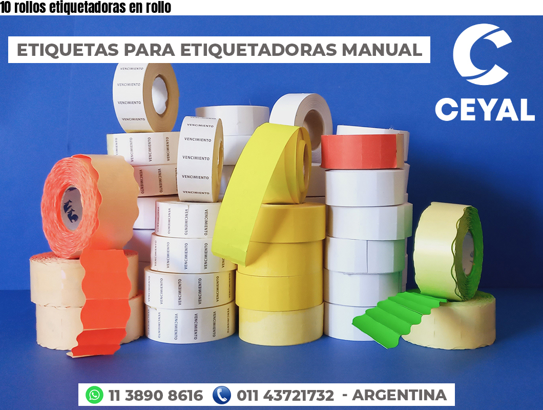 10 rollos etiquetadoras en rollo