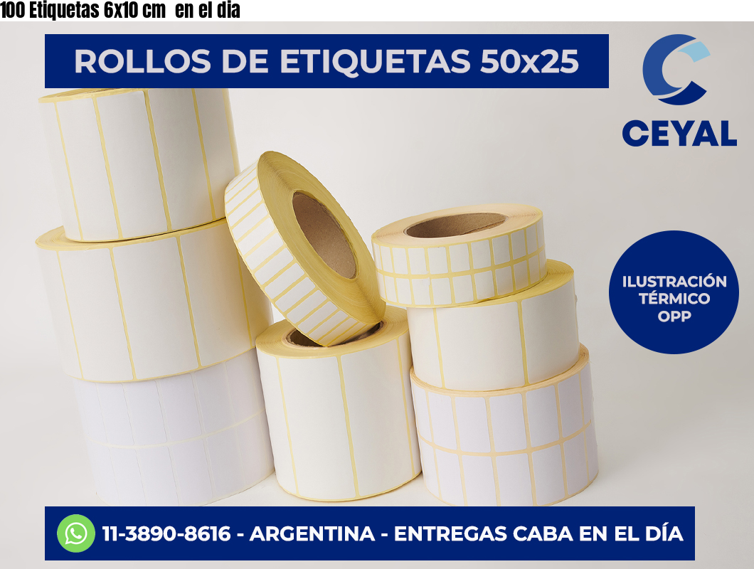 100 Etiquetas 6×10 cm  en el dia