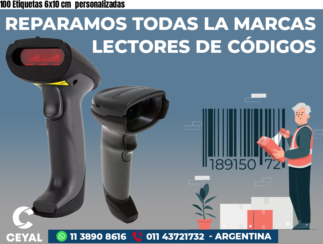 100 Etiquetas 6x10 cm personalizadas
