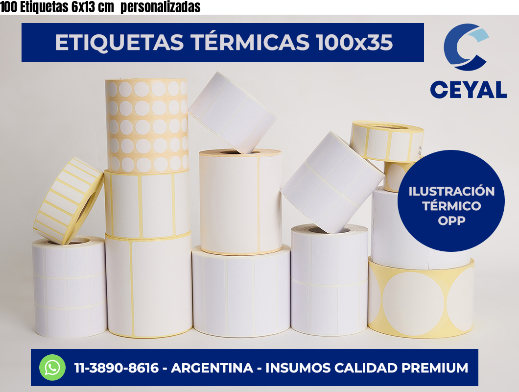 100 Etiquetas 6×13 cm  personalizadas