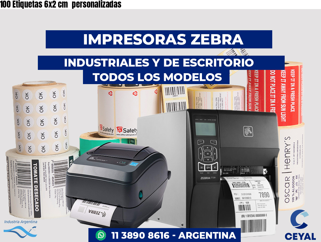 100 Etiquetas 6x2 cm  personalizadas