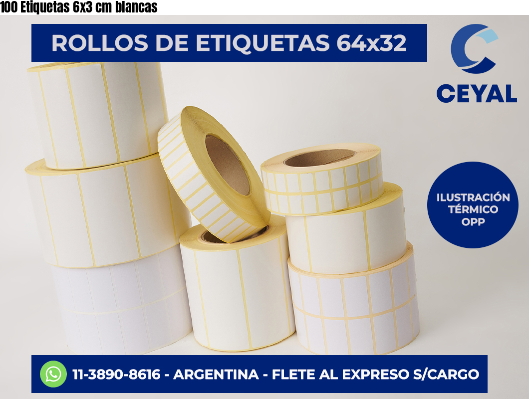 100 Etiquetas 6×3 cm blancas