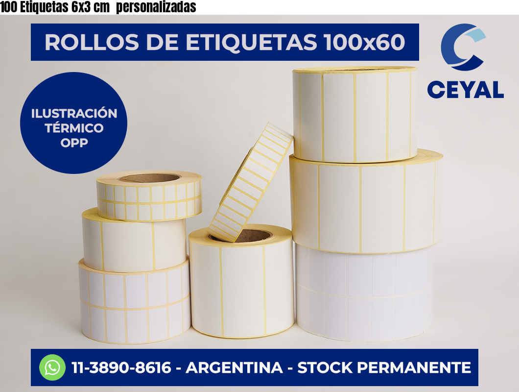 100 Etiquetas 6×3 cm  personalizadas