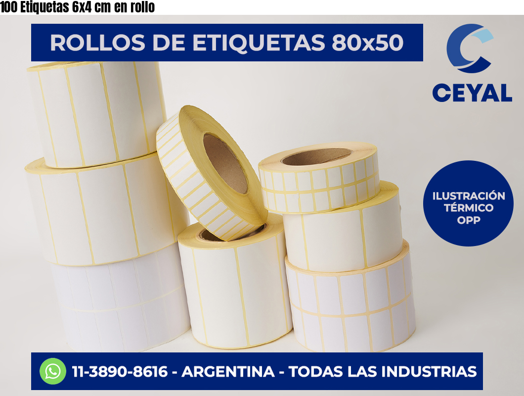 100 Etiquetas 6×4 cm en rollo