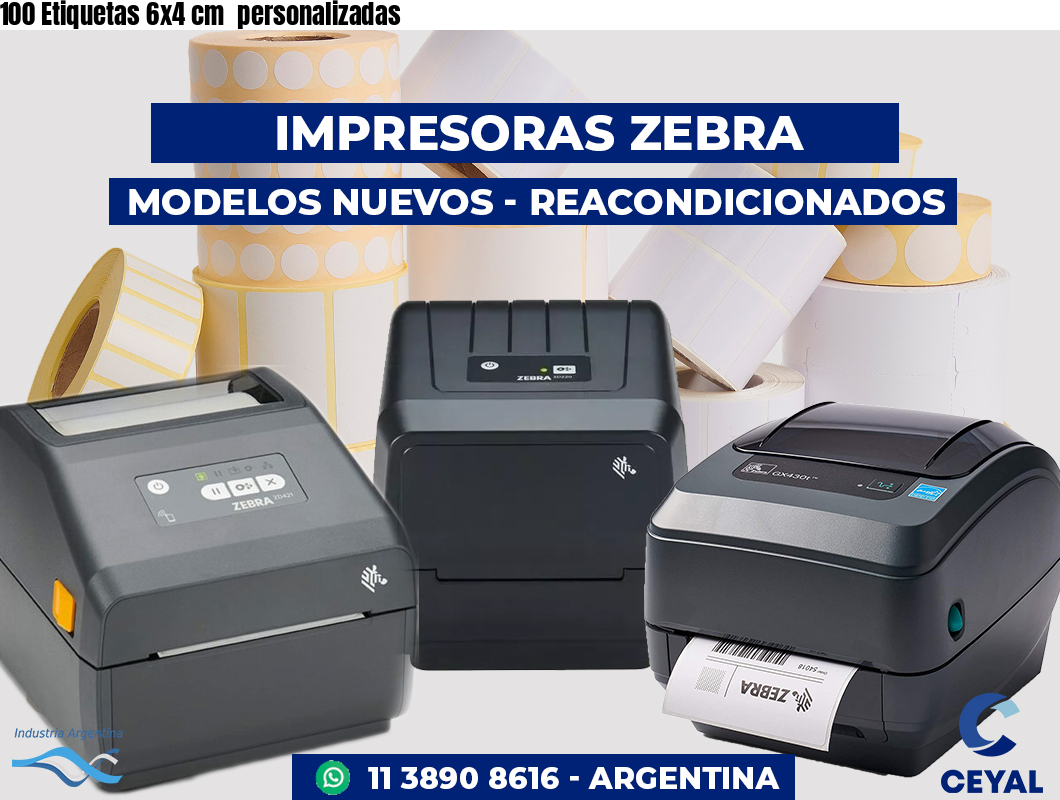 100 Etiquetas 6x4 cm personalizadas