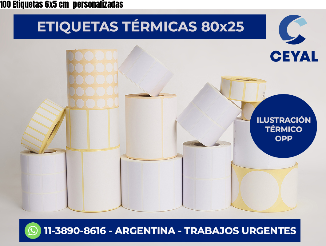 100 Etiquetas 6×5 cm  personalizadas