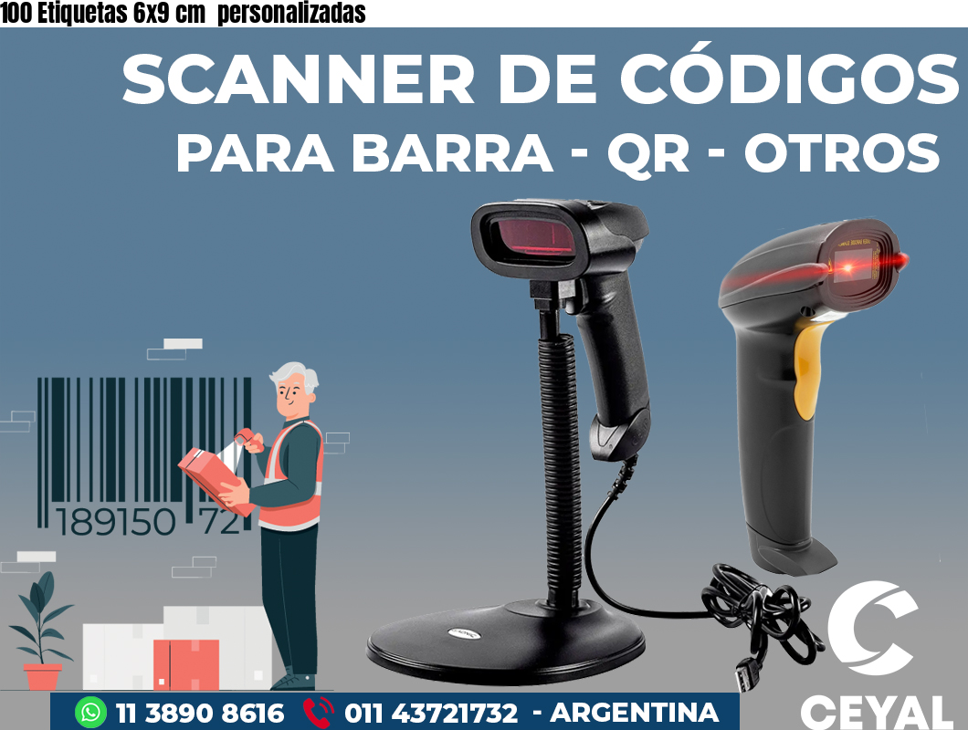 100 Etiquetas 6x9 cm personalizadas