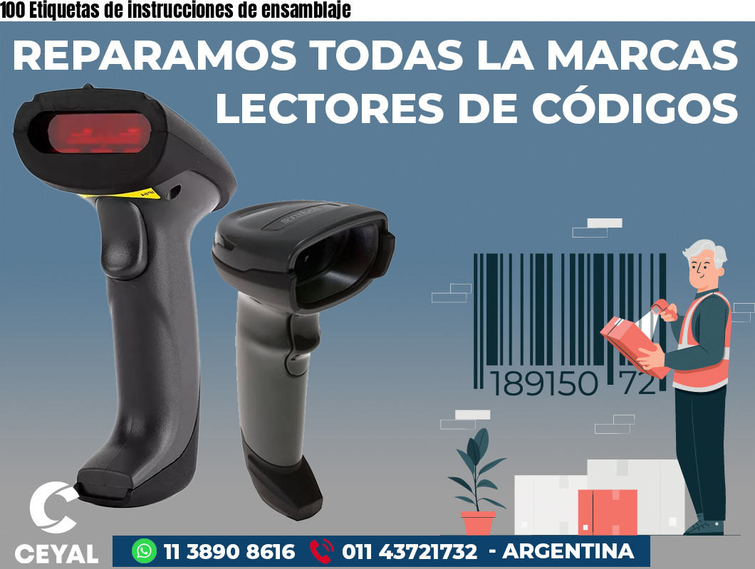 100 Etiquetas de instrucciones de ensamblaje