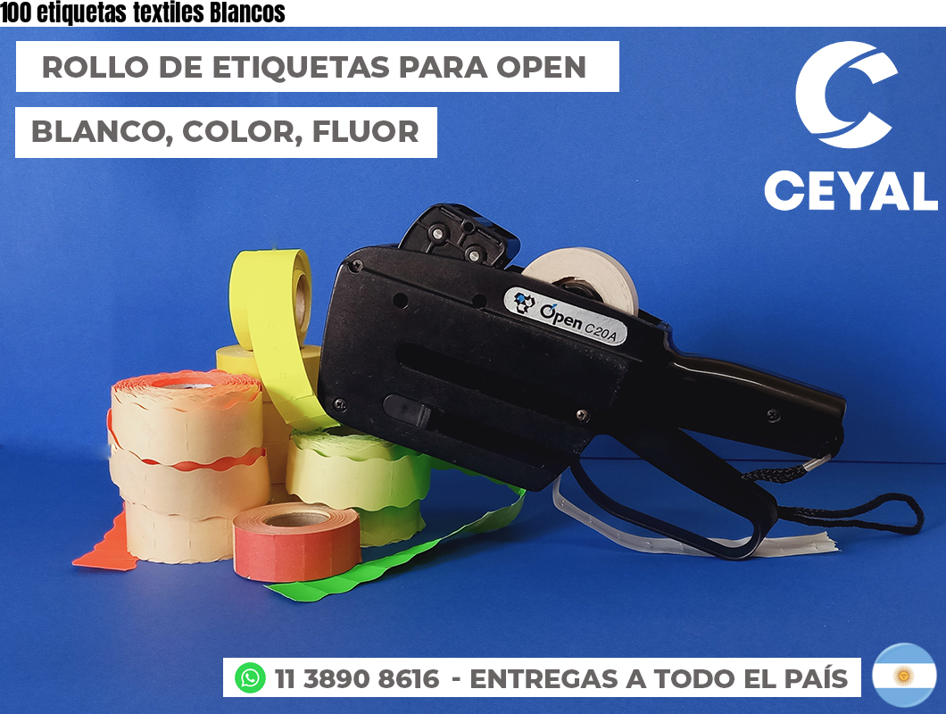 100 etiquetas textiles Blancos