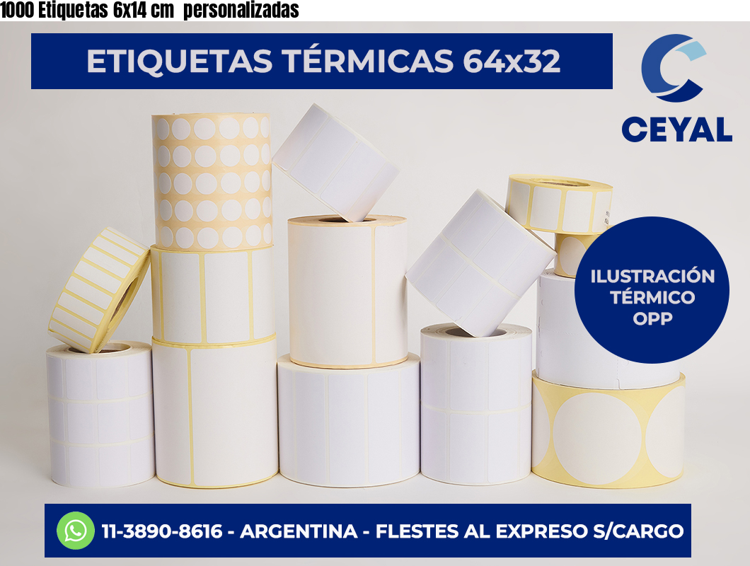 1000 Etiquetas 6×14 cm  personalizadas
