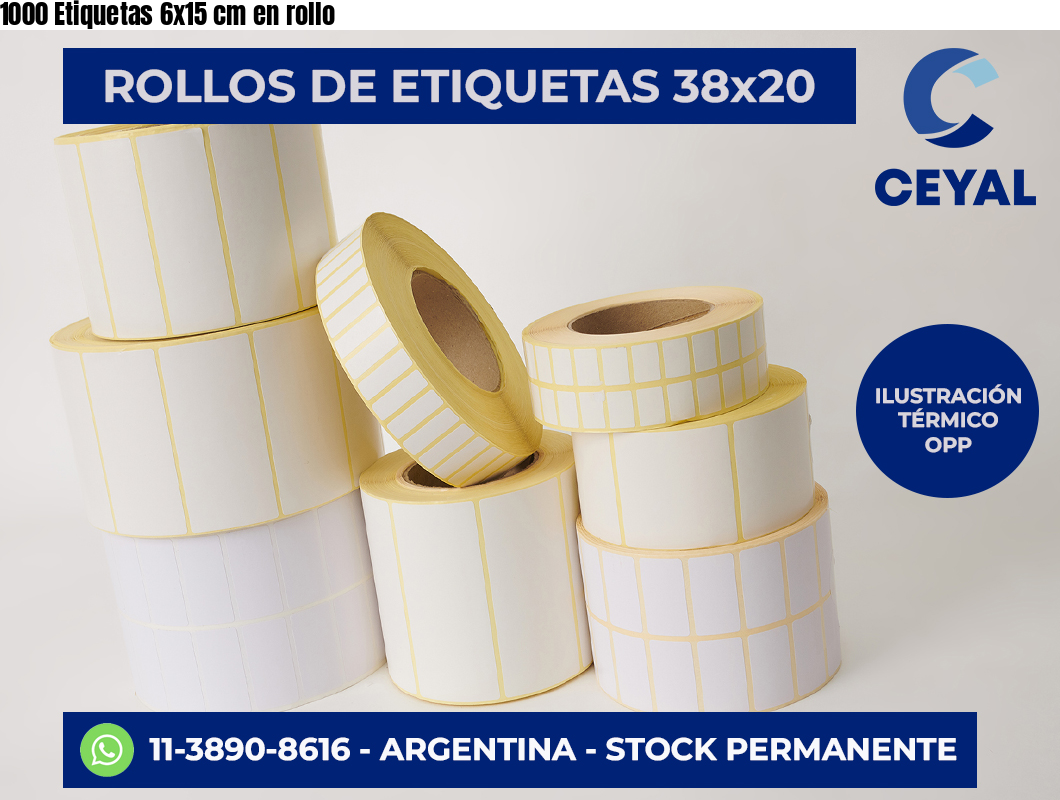 1000 Etiquetas 6×15 cm en rollo