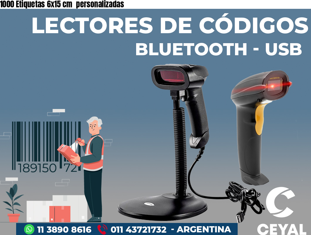 1000 Etiquetas 6x15 cm personalizadas