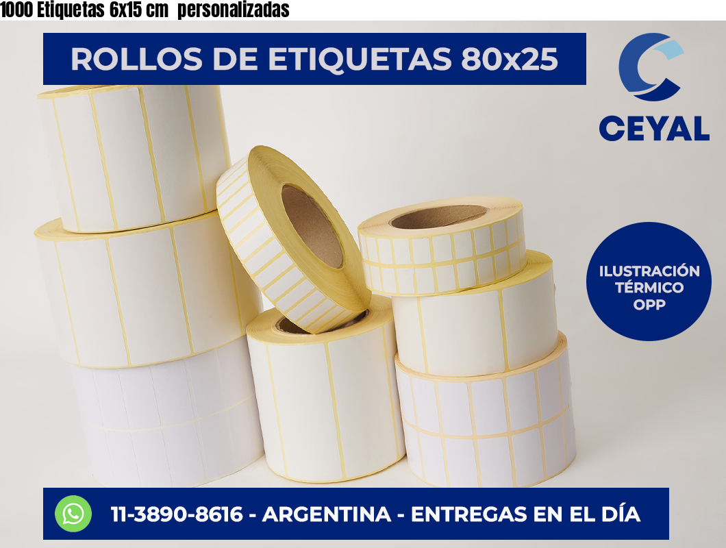 1000 Etiquetas 6×15 cm  personalizadas