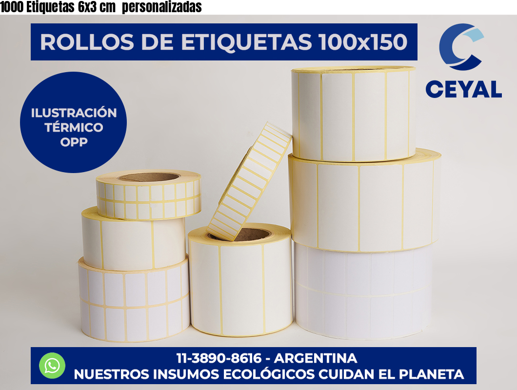 1000 Etiquetas 6×3 cm  personalizadas