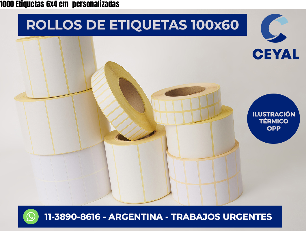 1000 Etiquetas 6×4 cm  personalizadas