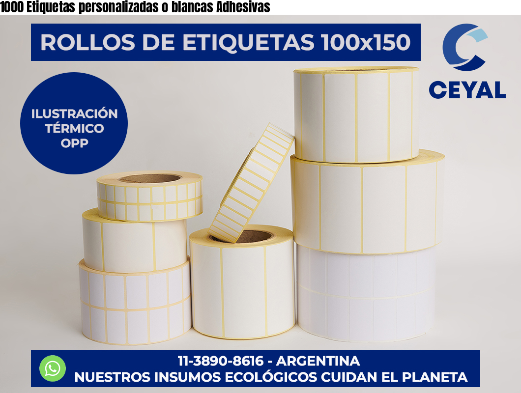 1000 Etiquetas personalizadas o blancas Adhesivas