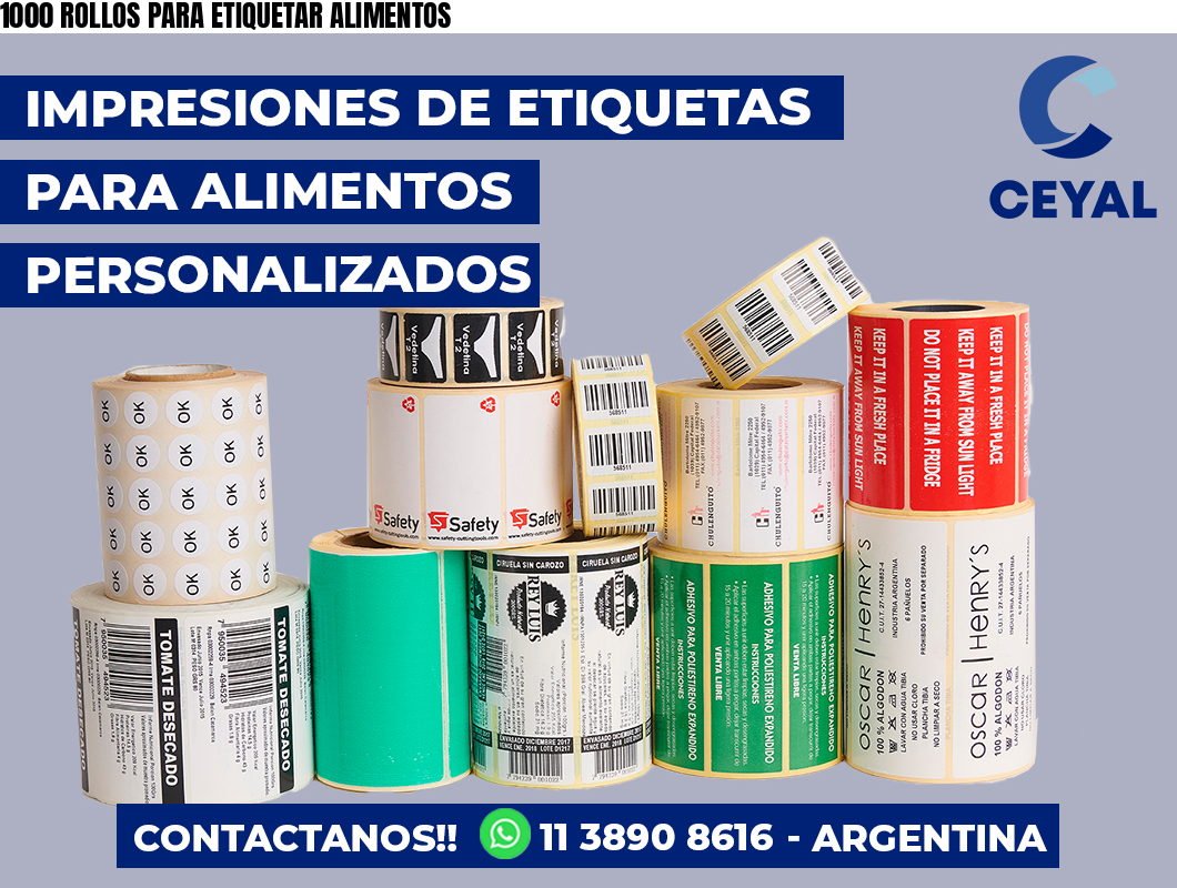 1000 ROLLOS PARA ETIQUETAR ALIMENTOS