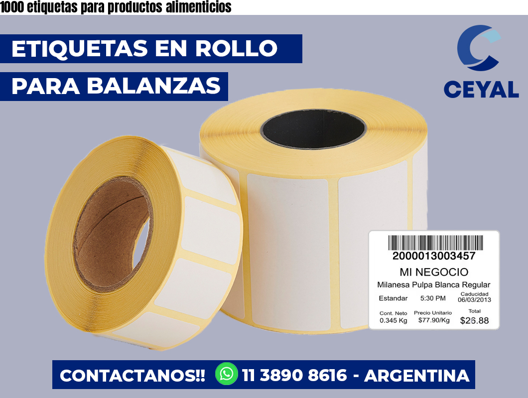 1000 etiquetas para productos alimenticios