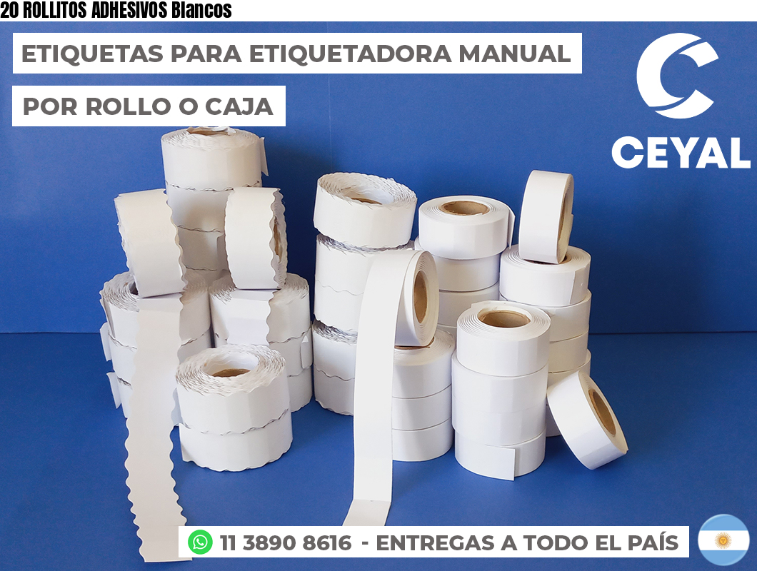 20 ROLLITOS ADHESIVOS Blancos