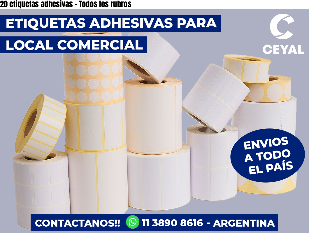 20 etiquetas adhesivas - Todos los rubros