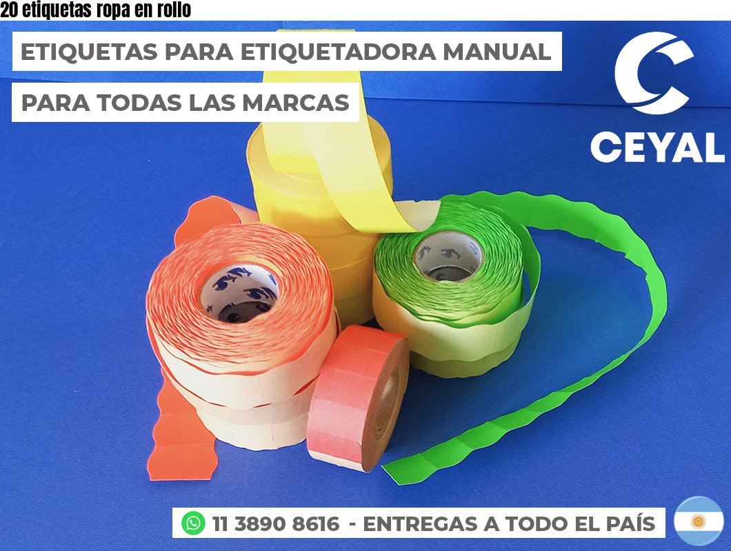 20 etiquetas ropa en rollo
