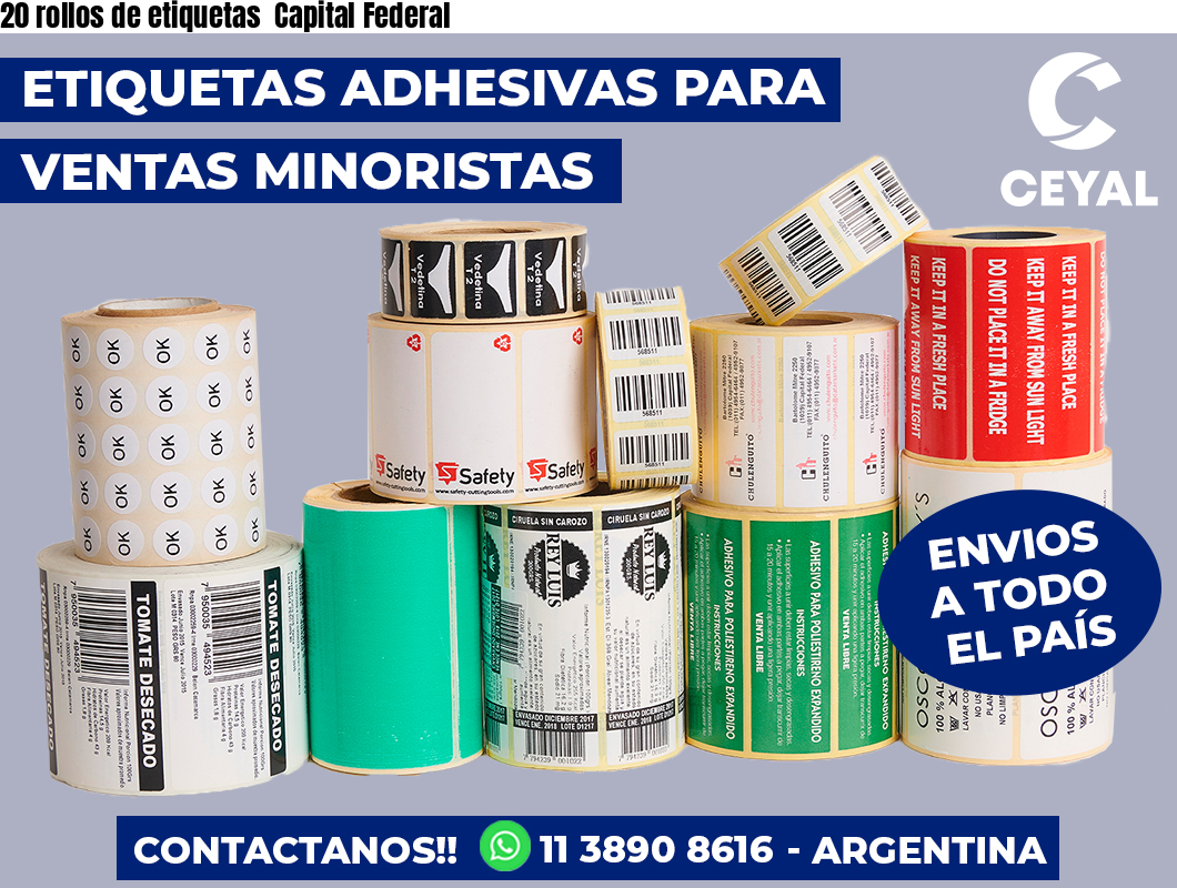 20 rollos de etiquetas Capital Federal